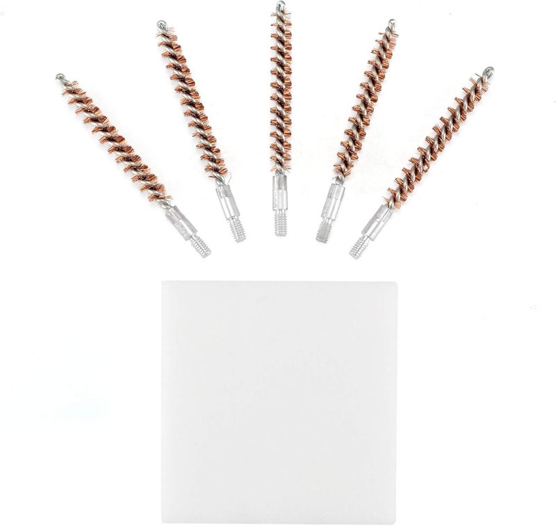 BOOSTEADY 5 Pcs Phosphor Bristle Bronze Bore Gun Cleaning Brush for Pistol Shotgun with 50 Professional Square Patches Multi-Caliber - Image 2